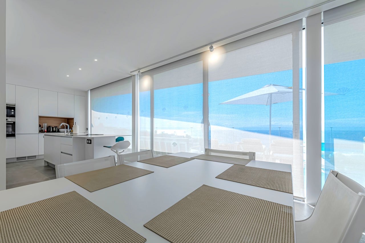Kitchen with ocean views